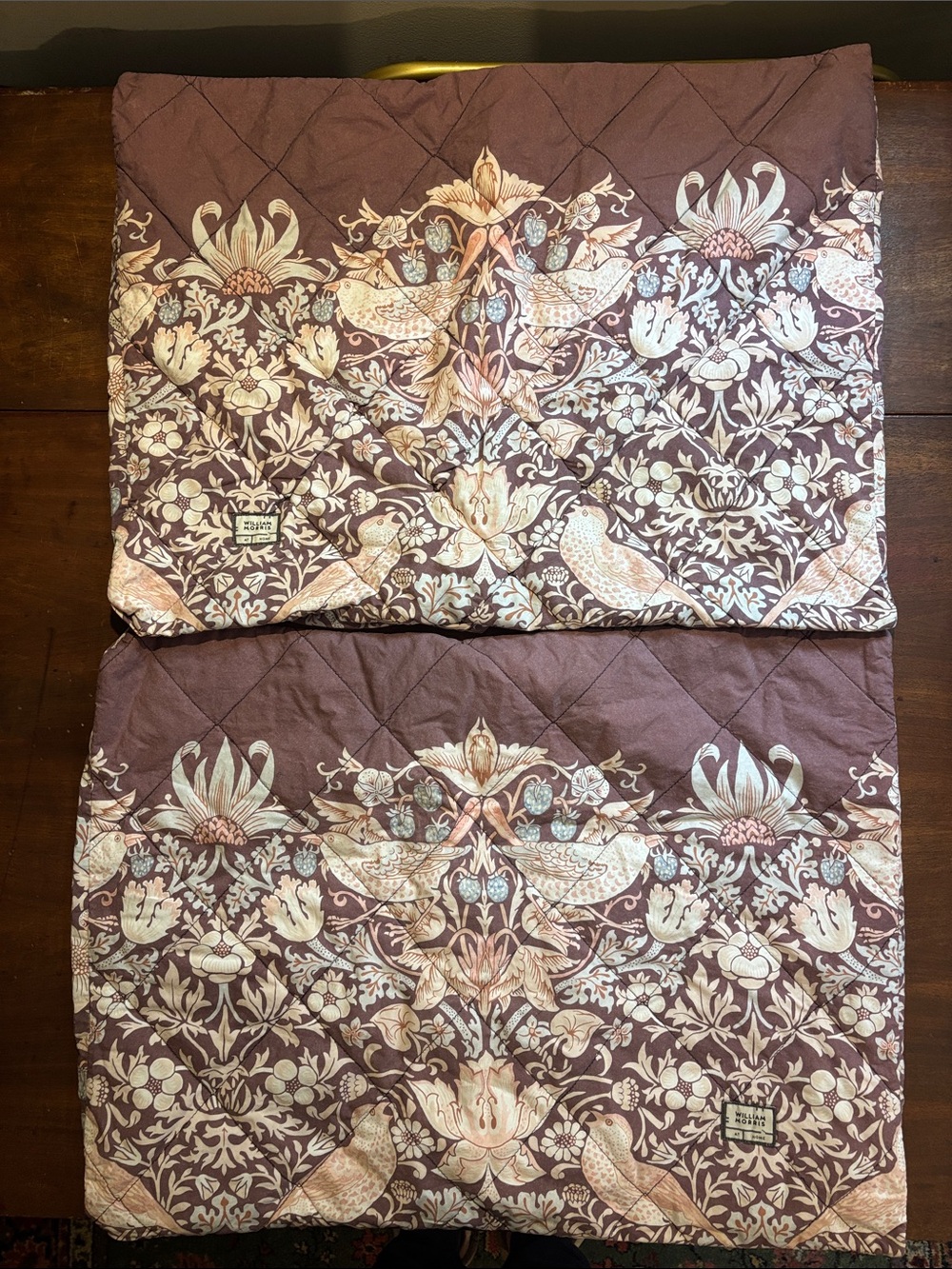 William Morris & Co Strawberry Thief Mauve Standard Pillow Shams Pair